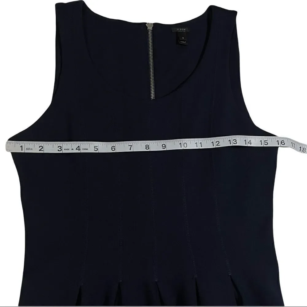 J. Crew Navy Scuba Reverse Pleats Fit & Flare Dress Sz 4